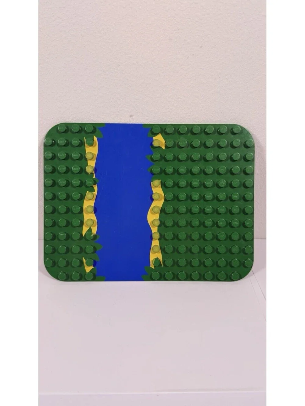 1 lego duplo baseplate 16X12 stud green With Blue River